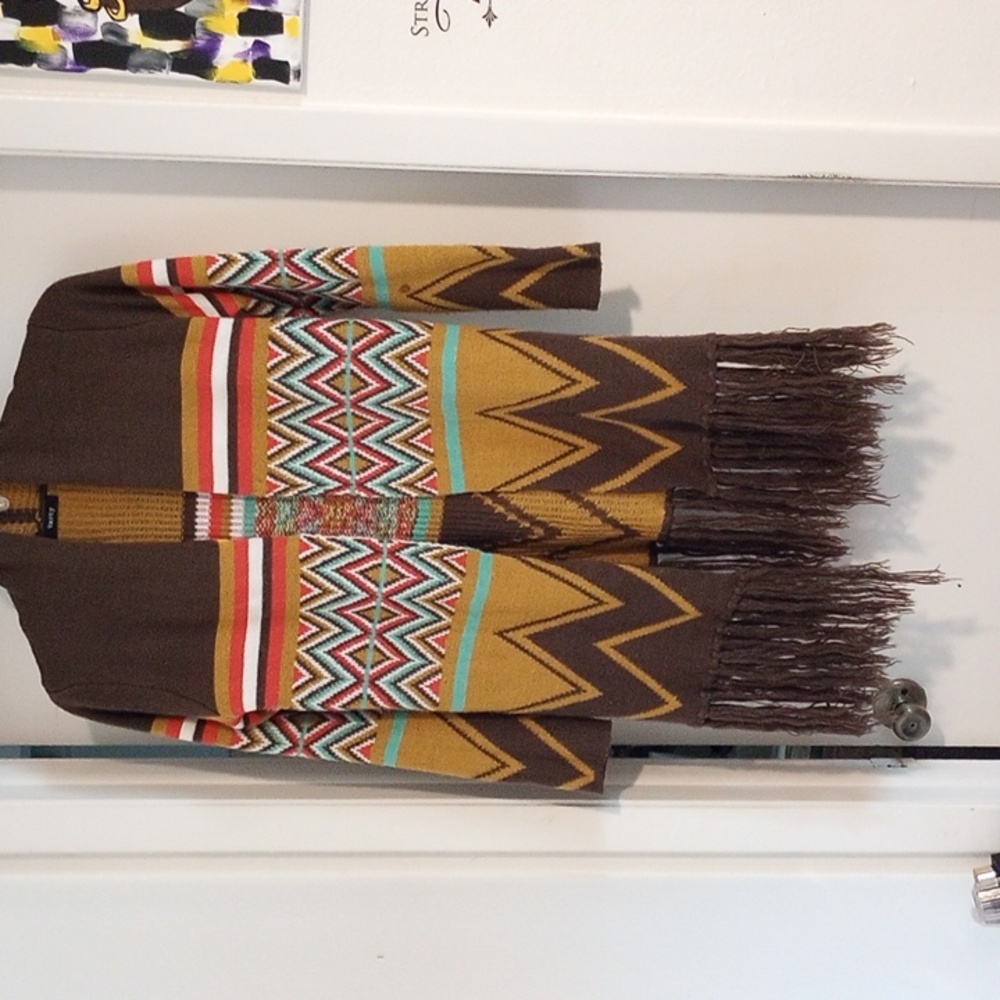 Verty Brown and Mustard Knit Cardigan